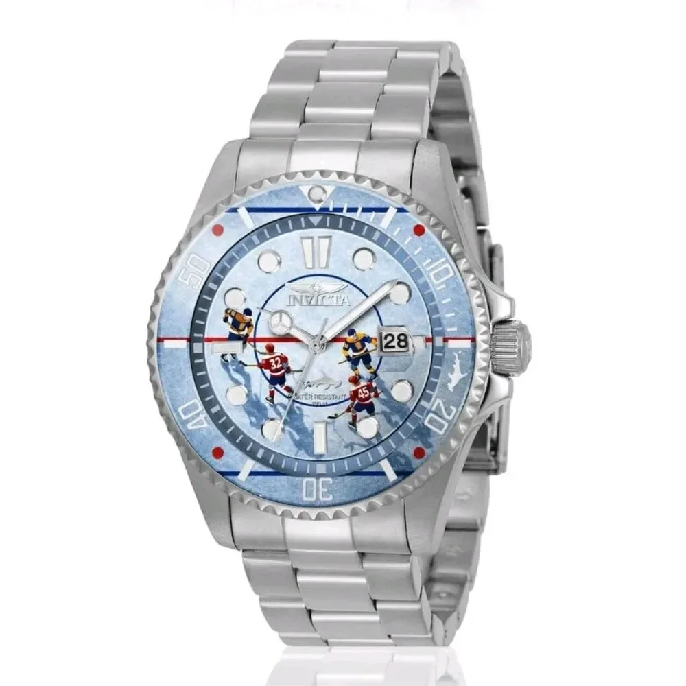 Invicta 51058 Pro Diver Visions From Above Hockey 43mm Quartz Steel Watch NEW
